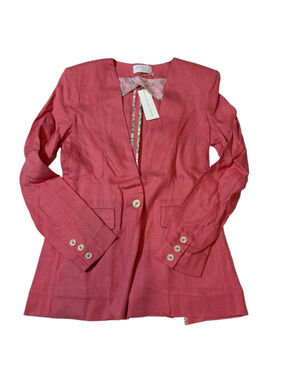 Jeune Otte Tara Blazer Silk Linen Coral Tailored Chic Chicago Sustainable